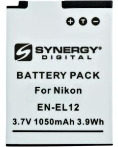 Synergy Digital Camera Battery, Compatible with Pearstone ENEL12 Lithium-Ion Battery - Rechargeable Ultra High Capacity (3.7V 1050 mAh) - Replacement for Nikon EN-EL12 Battery