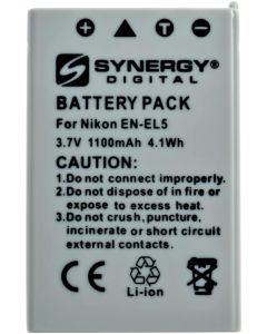 Synergy Digital SDENEL5 Lithium-Ion Battery - Rechargeable Ultra High Capacity (3.7V 1100 mAh) - Replacement for Nikon EN-EL5